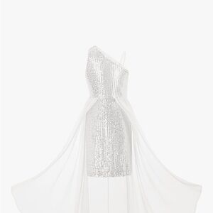 Girls Grace Karin Silver One-Shoulder Sequin Dress